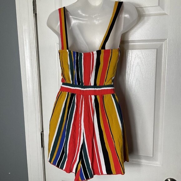 Windsor Colorful Striped Open Tie front One piece Romper Small S - Picture 5 of 11
